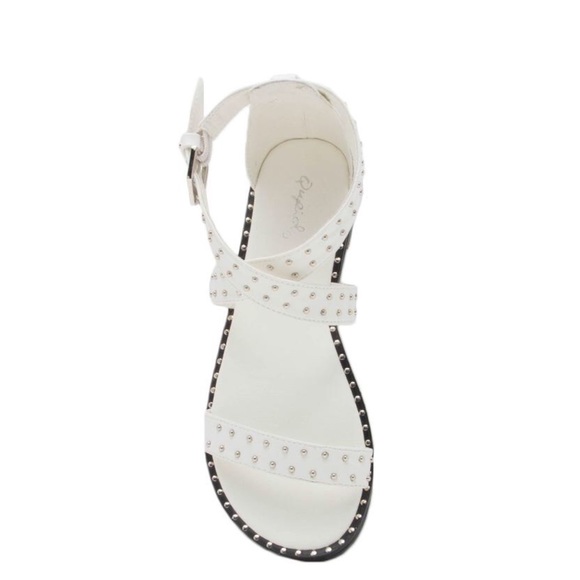 White Studded Gladiator Sandal by QUPID - Picture 5 of 6